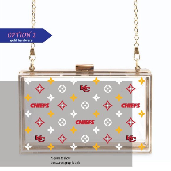Chiefs small pattern (Double Sided) Clear Acrylic Clutch - Picture 2 of 2